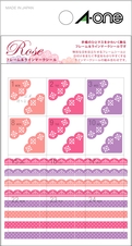 手帳用シール Rose フレーム&ラインマークシール 12mm×12mm(扇形) 12片/20mm×4mm 16片/30mm×4mm 8片