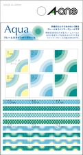 手帳用シール Aqua フレーム&ラインマークシール 12mm×12mm(扇形) 12片/20mm×4mm 16片/30mm×4mm 8片