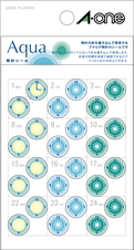 手帳用シール Aqua 時計シール 12mmφ 24面