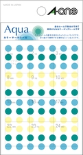 手帳用シール Aqua カラーマークシール 6mmφ 84面