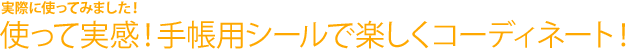 実際に使ってみました！使って実感！手帳用シールで楽しくコーディネート！