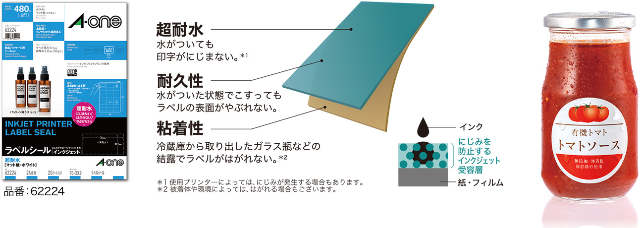 超熱 3M A-one エーワン 超耐水ラベル インクジェット 超耐水光沢紙 ホワイト 3M-64244