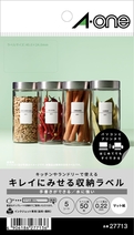 キレイにみせる収納ラベル　水に強い　マット紙　10面　はがきサイズ